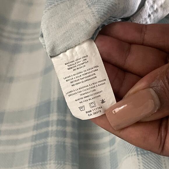 Rails Plaid Button-Up Shirt Womens Small Blue White Western Style Long Sleeves - Picture 8 of 13